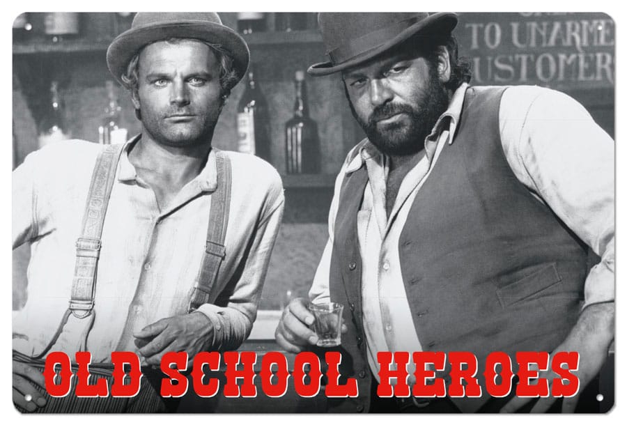 Bud Spencer & Terence Hill Tin Sign Old School Heroes 20 x 30 cm - FanofThings.co.uk