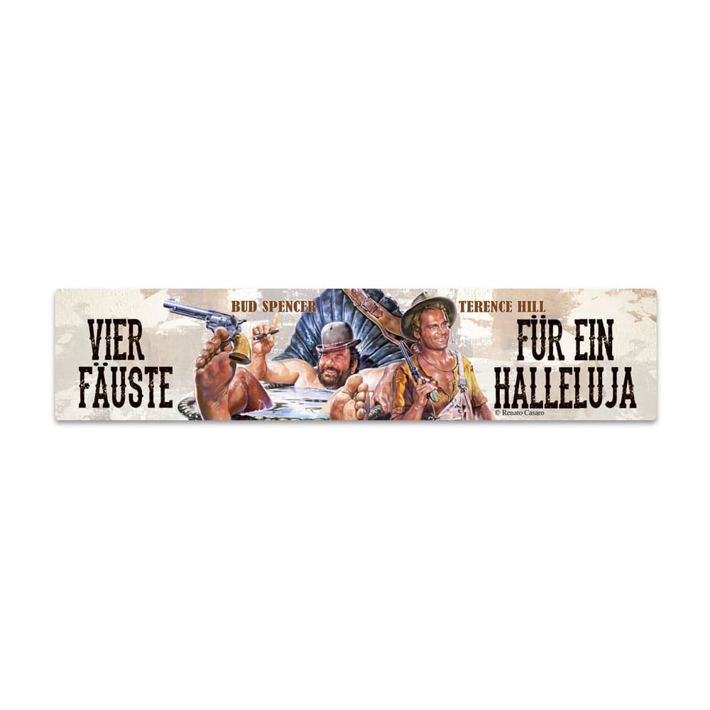 Bud Spencer & Terence Hill Tin Sign with Magnet Vier Fäuste für ein Halleluja 16 x 3,5 cm Tin signs