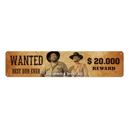 Bud Spencer & Terence Hill Tin Sign Wanted 46 x 10 cm - FanofThings.co.uk
