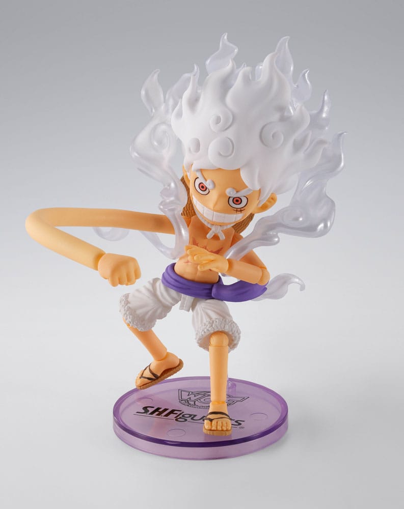 One Piece World Collactable Figures x S.H. Figuarts Action Figure Monkey D. Luffy Gear 5 8 cm - FanofThings.co.uk