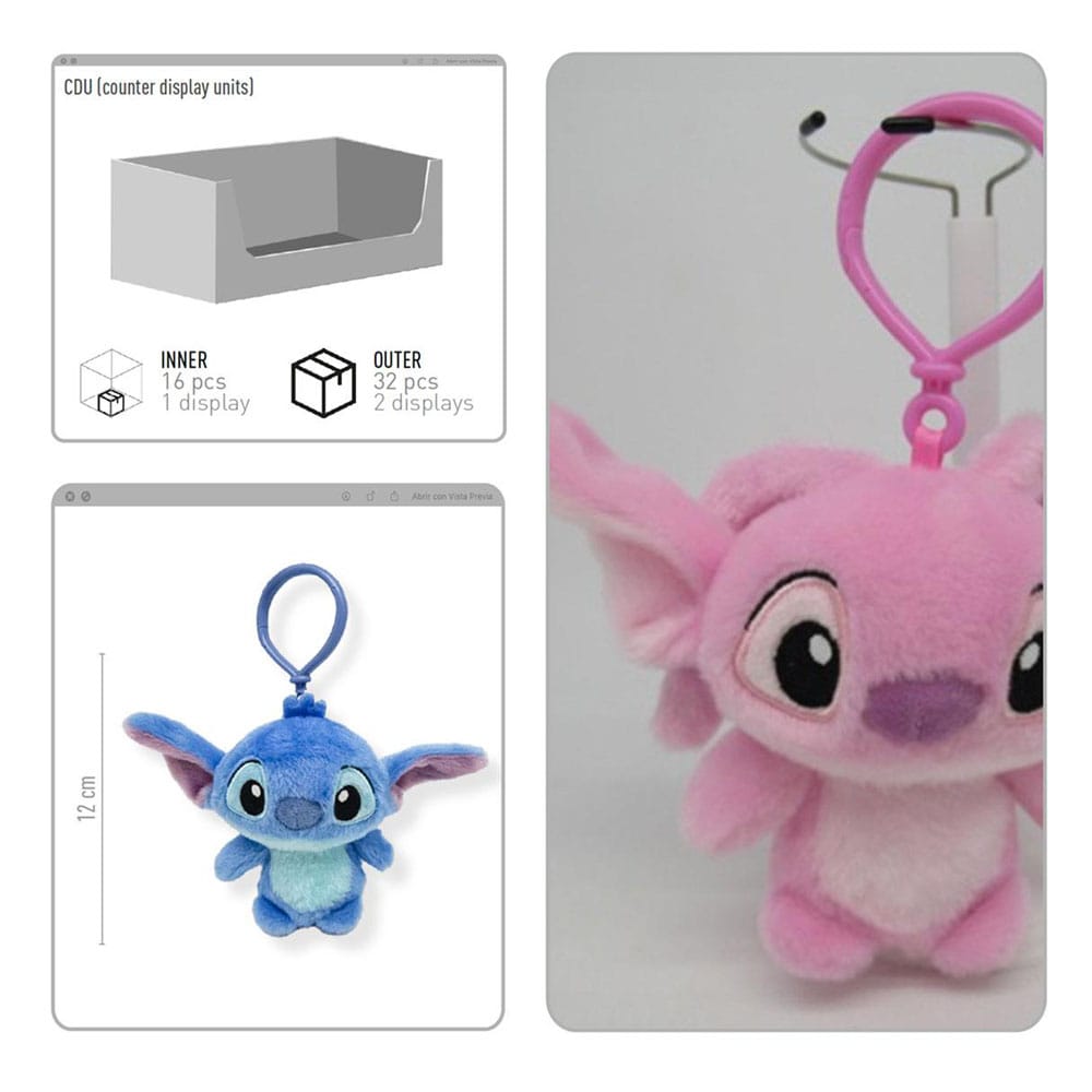 Lilo & Stitch Plush Keychains 12 cm Assortment (24) Cerdá