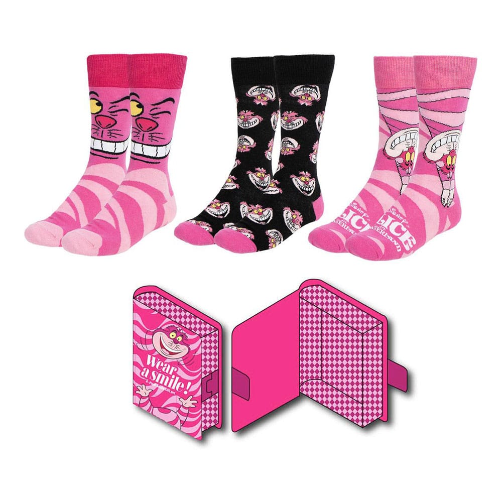 Disney Socks 3-Pack Alice in Wonderland Cheshire Cat 36-43 Cerdá