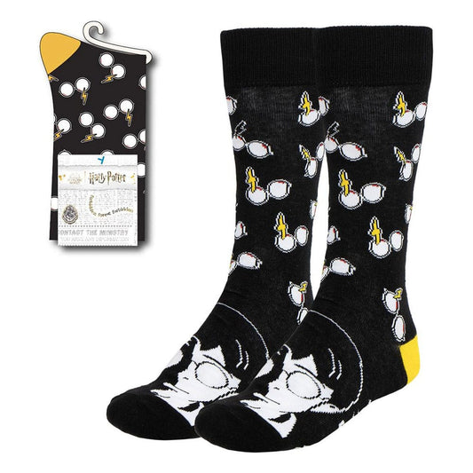 Harry Potter Socks Harry Black and White 38-45 - FanofThings.co.uk