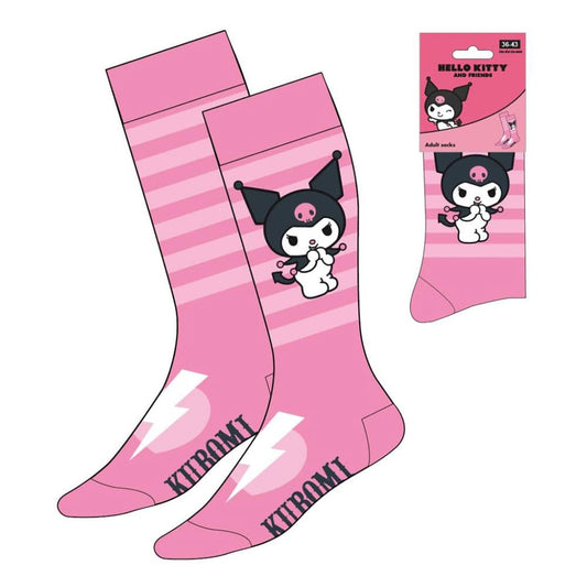 Sanrio Socks Kuromi Pink Stripes 36-43 Footwear