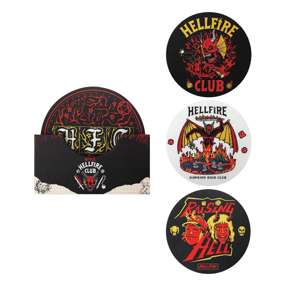 Stranger Things Coaster 4-Pack Hellfire Club Glasses & Coasters