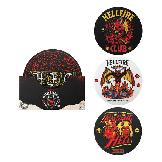 Stranger Things Coaster 4-Pack Hellfire Club Glasses & Coasters