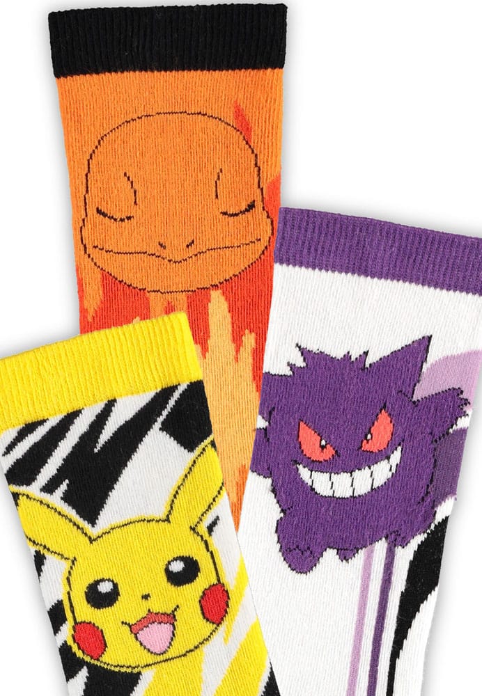 PokÃ©mon Socks 3-Pack Pikachu, Charmander, Gengar 39-42