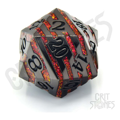 CritStones Metal Dice D20 Pyroblade 3 cm