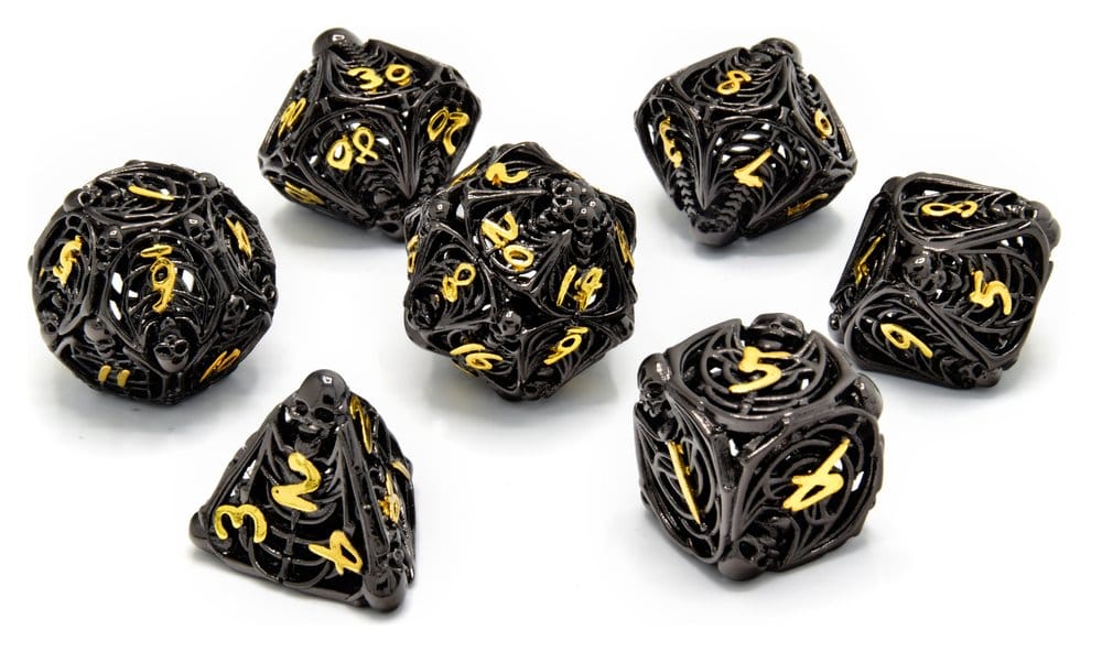 CritStones Hollow Metal Dice Set Soulreaper Gold (7) Glassstaff