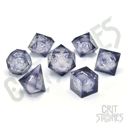 CritStones Liquid Core Dice Set Orbital Tide (silver ink) (7)