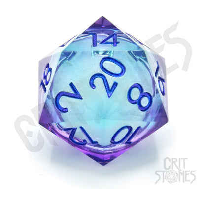 CritStones Liquid Core Dice D20 Moonlight Mystery 3 cm