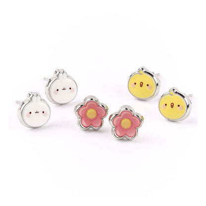 Molang Stud Earrings 3-pack Molang and Piu Piu