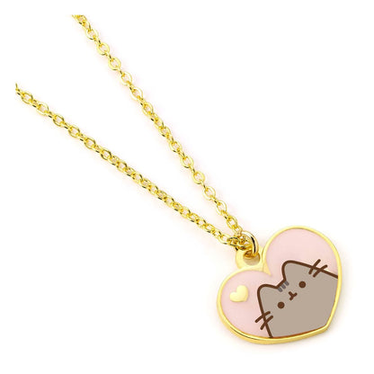 Pusheen Pendant & Necklace Pink and Gold Heart The Carat Shop
