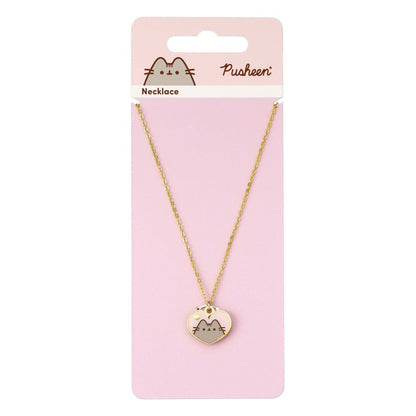 Pusheen Pendant & Necklace Pink and Gold Heart The Carat Shop