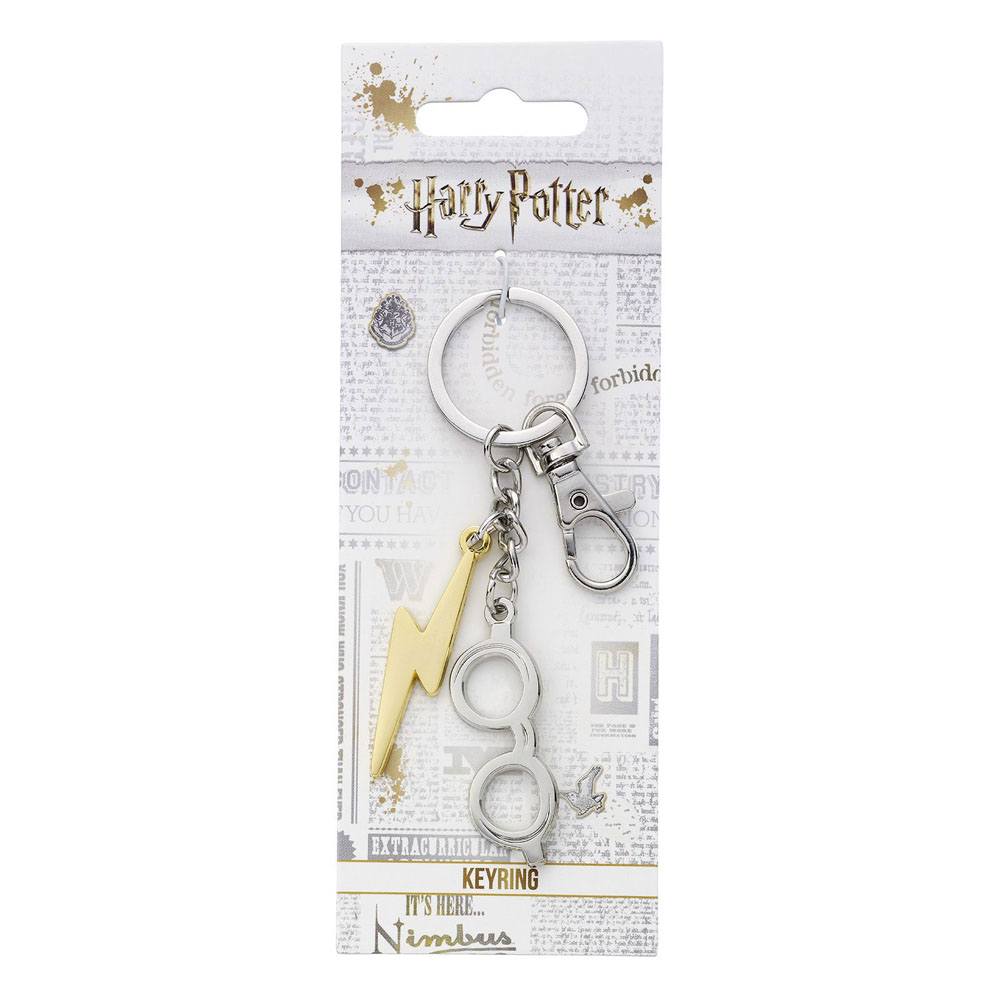 Harry Potter Keychain Lightening Bolt & Glasses (silver plated) The Carat Shop