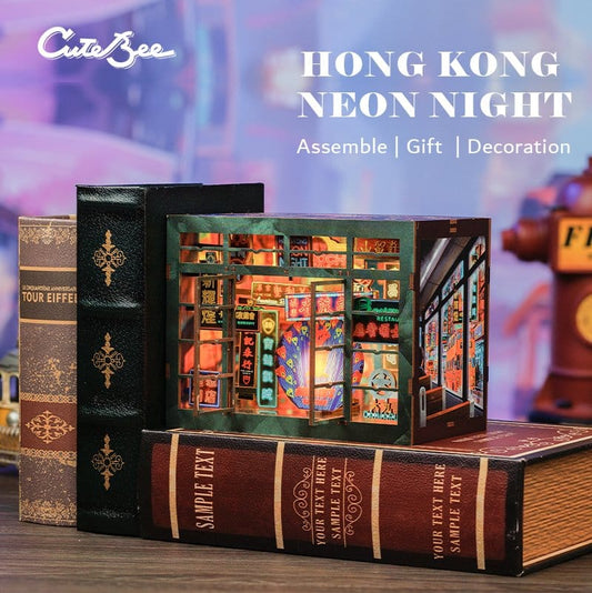 Book Nook Hong Kong Neon Light 13 x 17 cm CuteBee