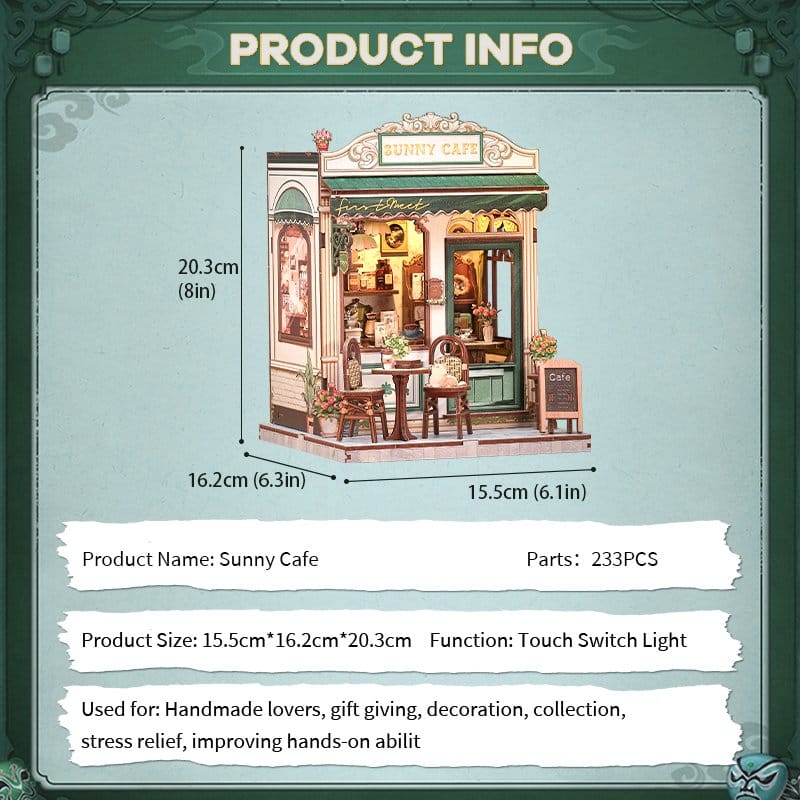 Miniature House Model Kit Sunny Cafe 20 x 16 cm CuteBee
