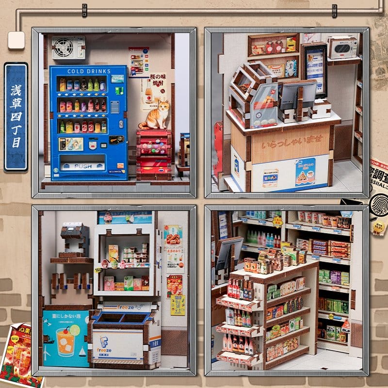 Miniature House Model Kit Beika-cho Convenience Store 22 x 15 cm CuteBee