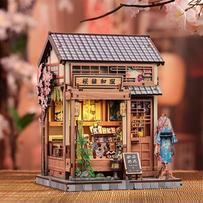 Miniature House Model Kit Sakura O Kimono Shop 19 x 14 cm CuteBee