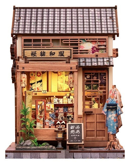 Miniature House Model Kit Sakura O Kimono Shop 19 x 14 cm CuteBee