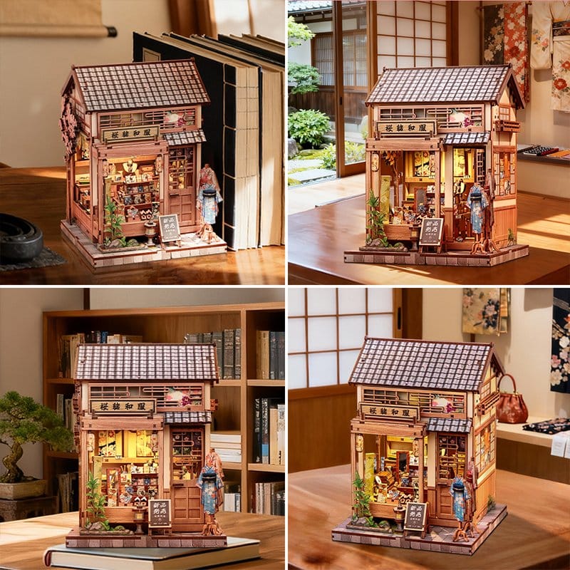 Miniature House Model Kit Sakura O Kimono Shop 19 x 14 cm CuteBee