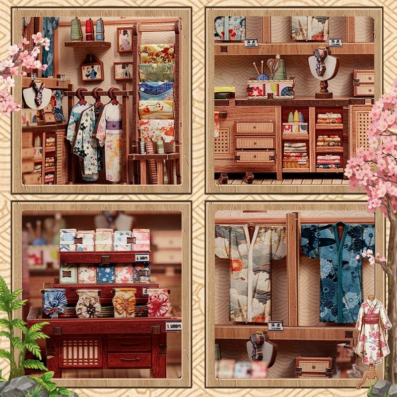 Miniature House Model Kit Sakura O Kimono Shop 19 x 14 cm CuteBee