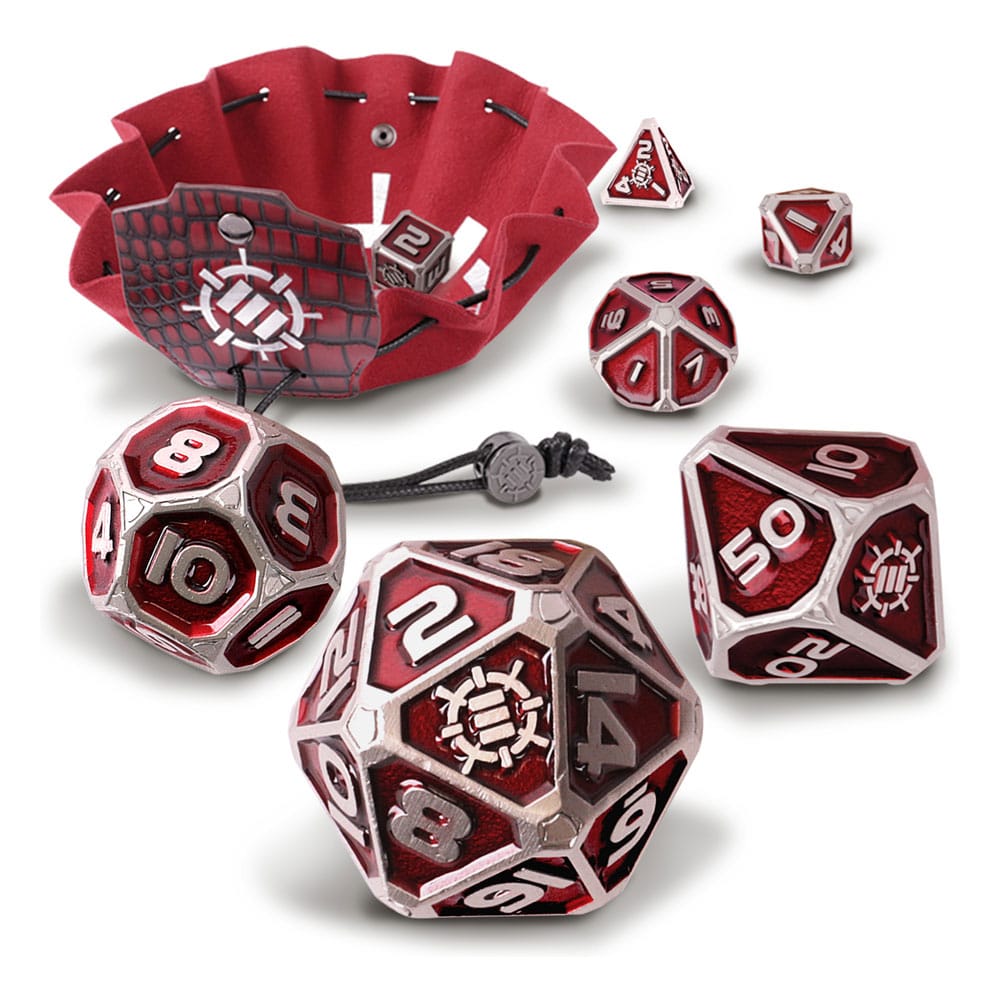 Enhance Tabletop Series Metal RPG Dice Set Red (7) Dice accessories