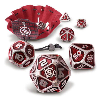 Enhance Tabletop Series Metal RPG Dice Set Red (7) Dice accessories