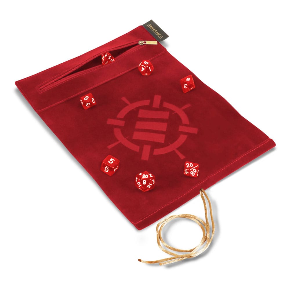 Enhance Tabletop Roll on a Scroll Bag with Dice Red Dice accessories