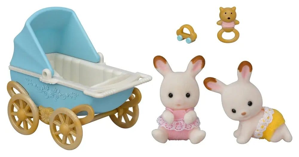 Sylvanian Families: Chocolate Rabbit Twins with Stroller Set Epoch Toys