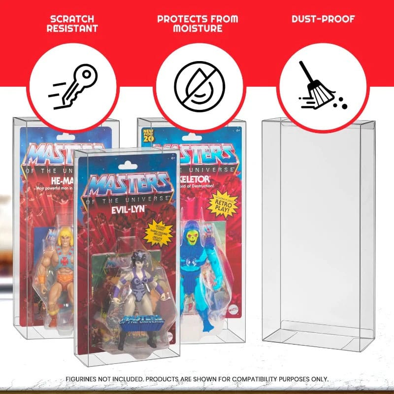 PET Protectors 10-Pack for Masters of the Universe Origins Power Posing (Carded) Box Figures Evoretro