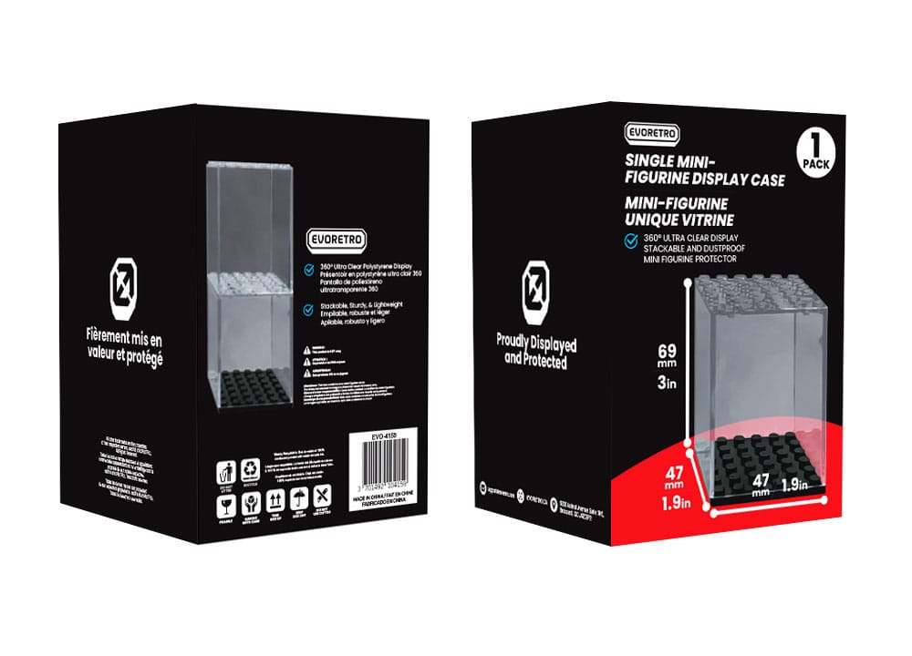 Evoretro Acrylic Display Case for mini figures Single Stackable