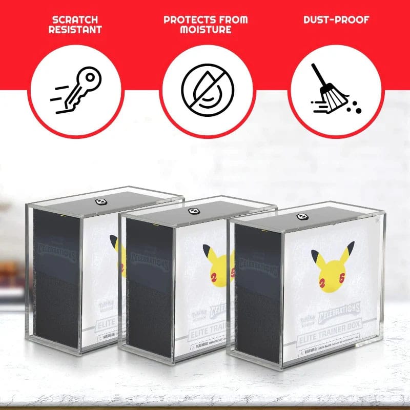 Evoretro Acrylic Display Case for Booster Boxes / Elite Trainer Boxes Ver. 2 with Sliding Lid Gadgets