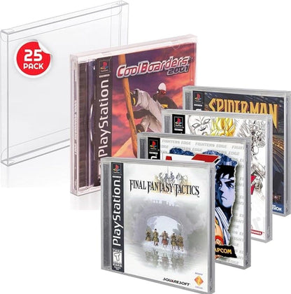 PET Protectors 25-Pack for PS1/Single CD/Dreamcast (Jewel Case) Games Evoretro