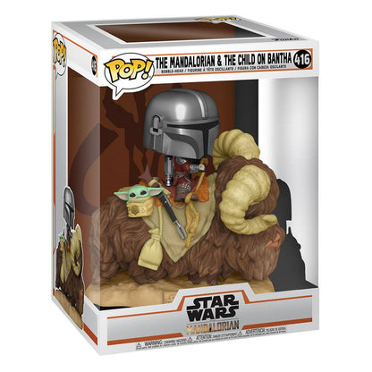 Star Wars The Mandalorian POP! Deluxe Vinyl Figure The Mandalorian on Wantha with Child in Bag 9 cm Funko