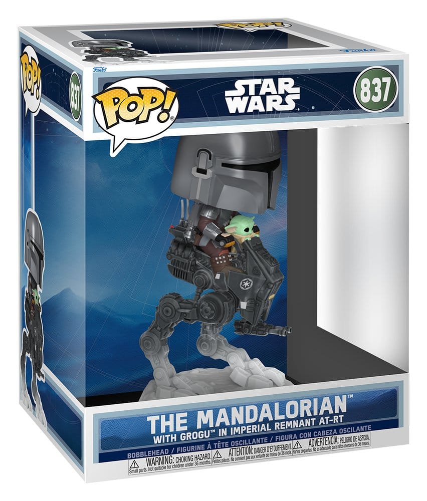 Star Wars: The Mandalorian and Grogu POP! Rides Deluxe Vinyl Bobblehead Figure The Mandalorian with Grogu in Imperial Remnant AT-RT 9 cm Funko