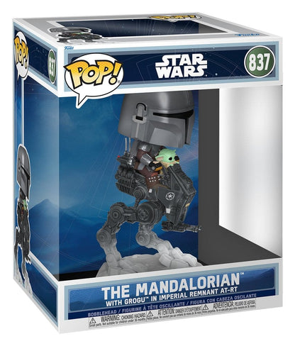 Star Wars: The Mandalorian and Grogu POP! Rides Deluxe Vinyl Bobblehead Figure The Mandalorian with Grogu in Imperial Remnant AT-RT 9 cm Funko