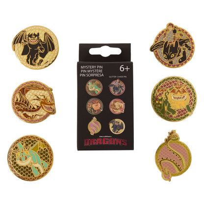 How to train your Dragon by Loungefly Enamel Pins Blind Box Toothless Various Poses Display (12) Pins & Brooches