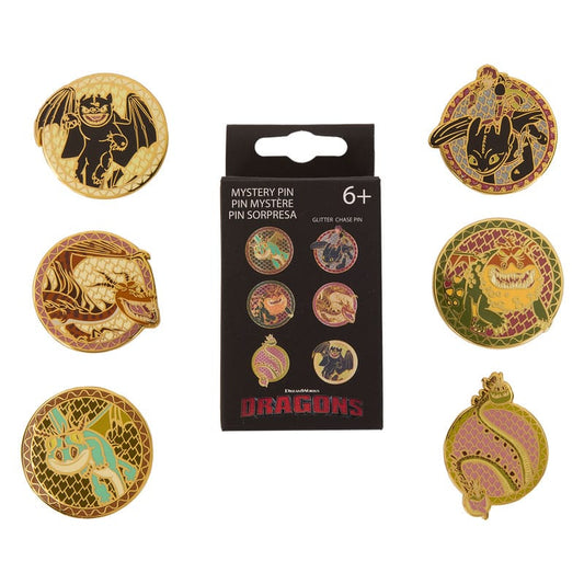 How to train your Dragon by Loungefly Enamel Pins Blind Box Toothless Various Poses Display (12) Pins & Brooches