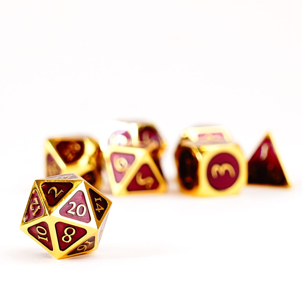 FanRoll  Dice Set Gold with Purple Enamel (7)