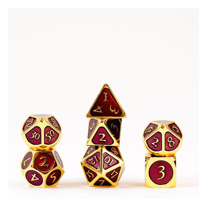 FanRoll Dice Set Gold with Purple Enamel (7) Dice