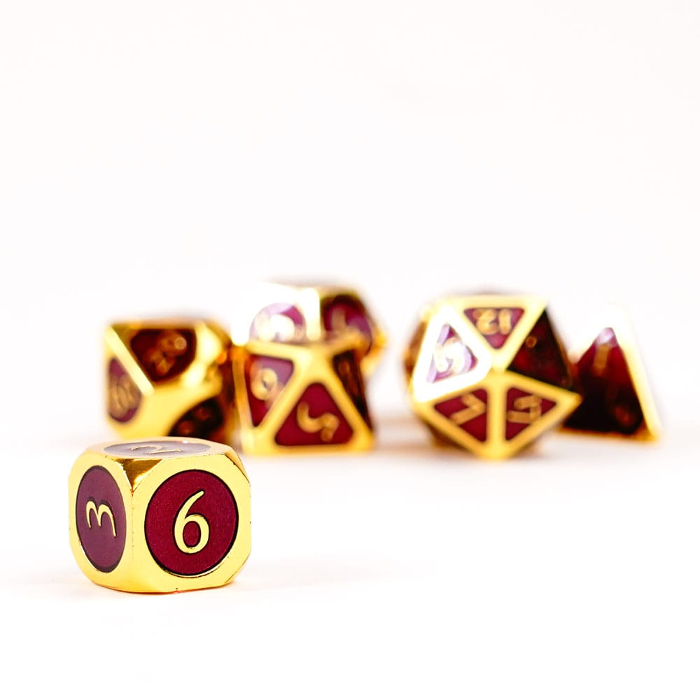 FanRoll Dice Set Gold with Purple Enamel (7) Dice