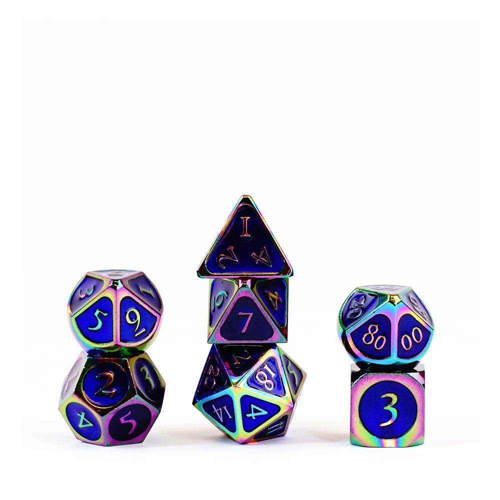 FanRoll  Dice Set Rainbow with Blue Enamel (7)