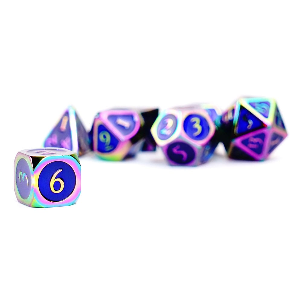 FanRoll  Dice Set Rainbow with Blue Enamel (7)