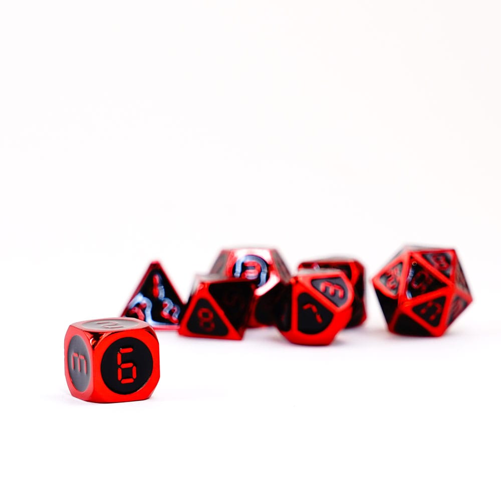 FanRoll Dice Set Red with Black Enamel (7) Dice