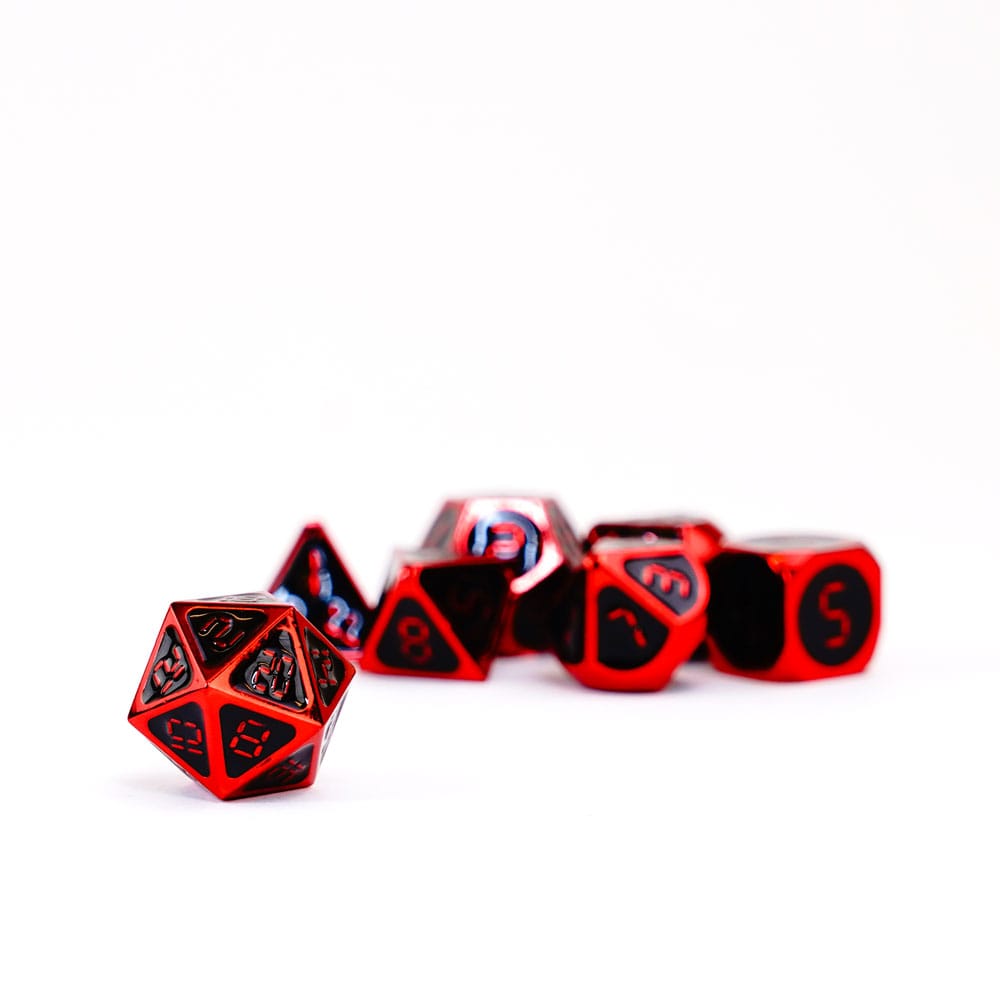 FanRoll Dice Set Red with Black Enamel (7) Dice