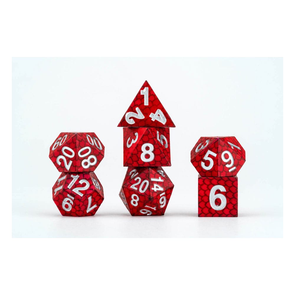 Dragon Storm Sharp Edge Silicone Dice Set Red Dragon Scales (7) Dice