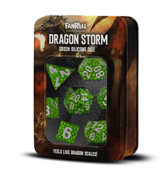 Dragon Storm Sharp Edge Silicone Dice Set Green Dragon Scales (7)