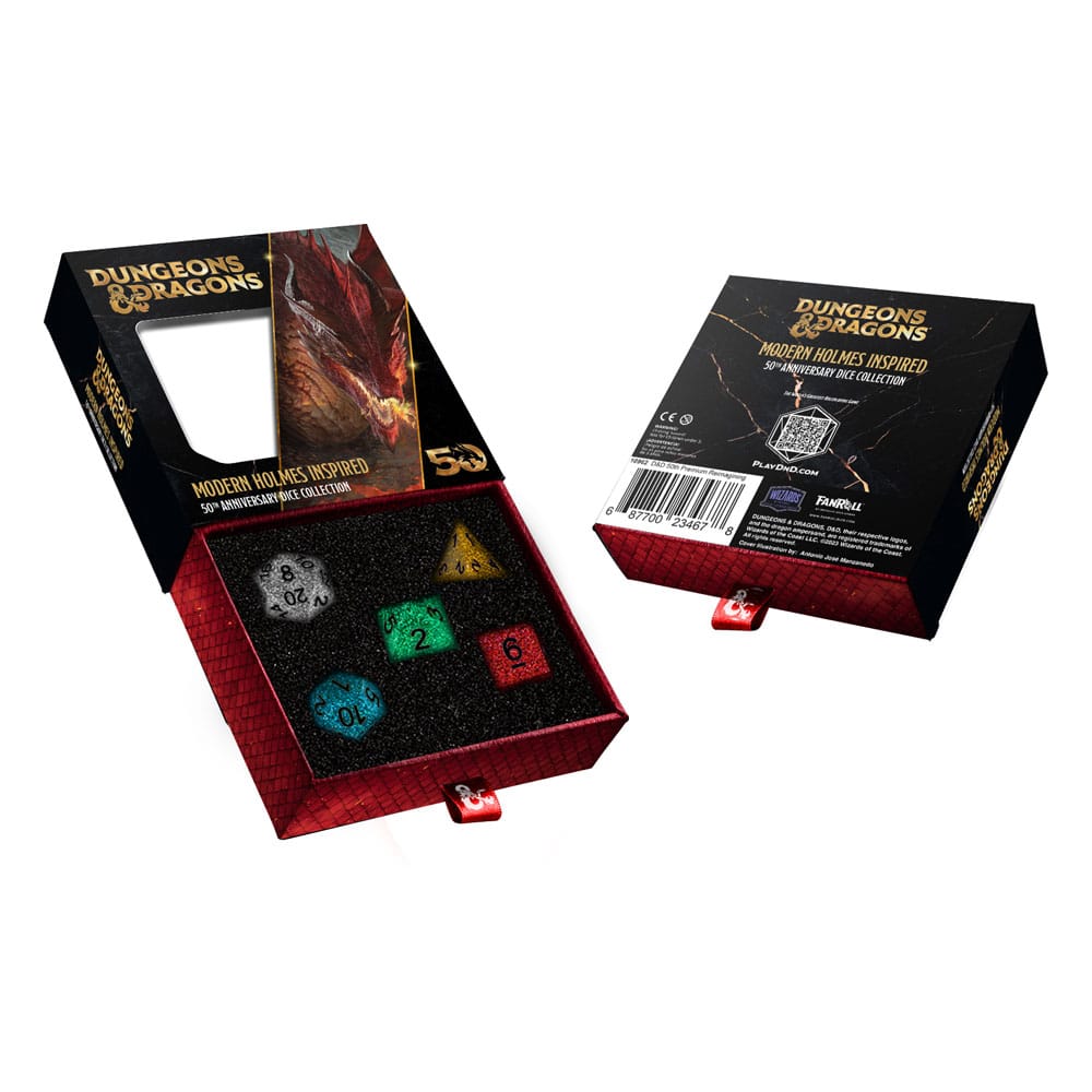 Dungeons & Dragons Dice Set 50th Anniversary: Modern Holmes Inspired FanRoll