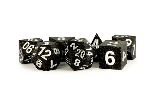 FanRoll Sharp Edge Silicone Dice Set Gold Scatter (7)